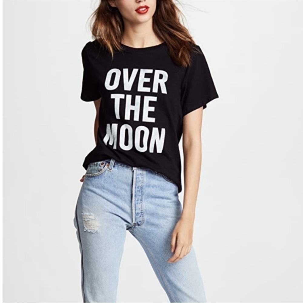 CINQ A SEPT Over The Moon Graphic Short Sleeve T-shirt Size Small‎